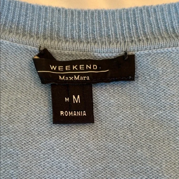 MaxMara Weekend cashmere Powder Blue Short Sleeve Knit Top M - Picture 2 of 5